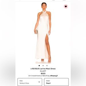 Elliatt Satin champagne full length backless halter dress